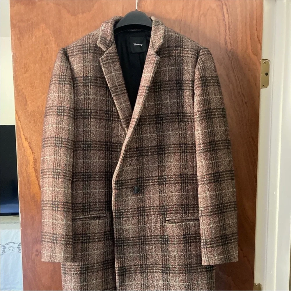 Theory Wool Plaid Essential Coat Size M - Picture 5 of 9